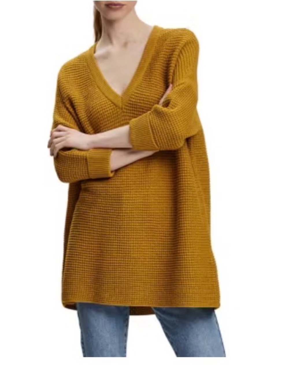 Vero Moda leanna v- neck longline sweater small chai tea
